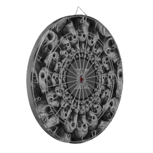 Monogramm-gespenstische Schädel-abstraktes Dartscheibe (Vorderseite Links)