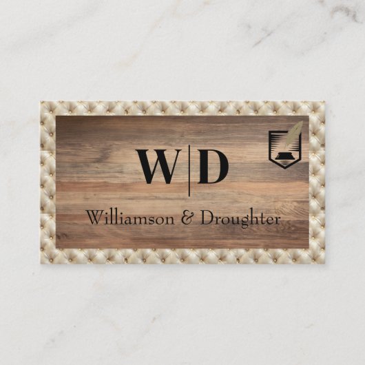 Monogramm | gespritztes Textil | Holz Visitenkarte (Vorderseite)