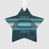 Monogramm, gesteppter Deko auf eisblau und aquamar Ornament (Vorderseite)