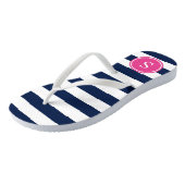 Monogramm gestrichen in Navy & Pink Badesandalen (Schrägansicht)