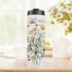 Monogramm getrockneter Wildblumenstrauß Thermosbecher