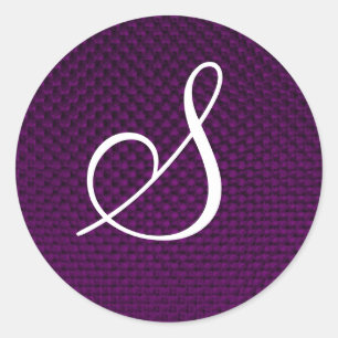 Monogramm-Gewebe-Entwurf (lila) Runder Aufkleber