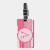 Monogramm-gewellte Streifen-personalisierter Gepäckanhänger (Vorderseite vertikal)