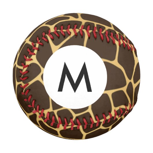Monogramm Giraffe Gepunkteter Hintergrund Baseball (Vorderseite Links)