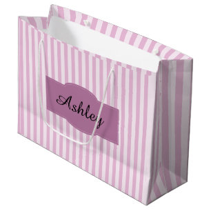 Monogramm Girl lila und rosa Streifen Große Geschenktüte