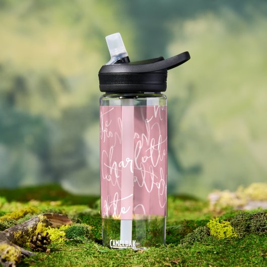 Monogramm-Girl mit rosa Wiederholungsname Trinkflasche (Außenbereich)