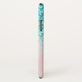 Monogramm-Girly aquamarines Glitzer-Namensrosa Case-Mate iPhone Hülle (Hinten/Rechts)