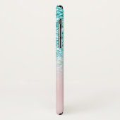 Monogramm-Girly aquamarines Glitzer-Namensrosa Case-Mate iPhone Hülle (Hinten/Links)