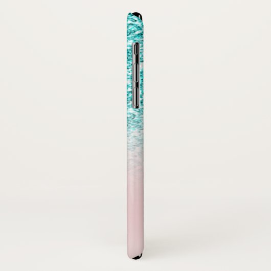 Monogramm-Girly aquamarines Glitzer-Namensrosa Case-Mate iPhone Hülle (Hinten/Links)