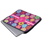 Monogramm-Girly Blumen-Power-bunter Blumenrüttler Laptopschutzhülle (Vorne Knopf)