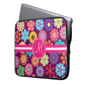 Monogramm-Girly Blumen-Power-bunter Blumenrüttler Laptopschutzhülle (Vorderseite Links)