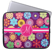 Monogramm-Girly Blumen-Power-bunter Blumenrüttler Laptopschutzhülle (Vorderseite)