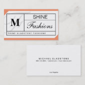 Monogramm-Gitter (Pfirsich) Visitenkarte (Vorne/Hinten)