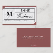 Monogramm-Gitter (Rot, Ton) Visitenkarte (Vorne/Hinten)