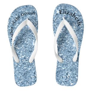 Monogramm Glänzend Blau Mutter der Braut Bräutigam Badesandalen