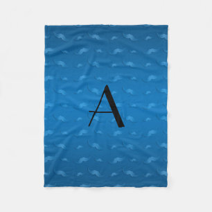 Monogramm glänzendes blaues Schnurrmuster Fleecedecke