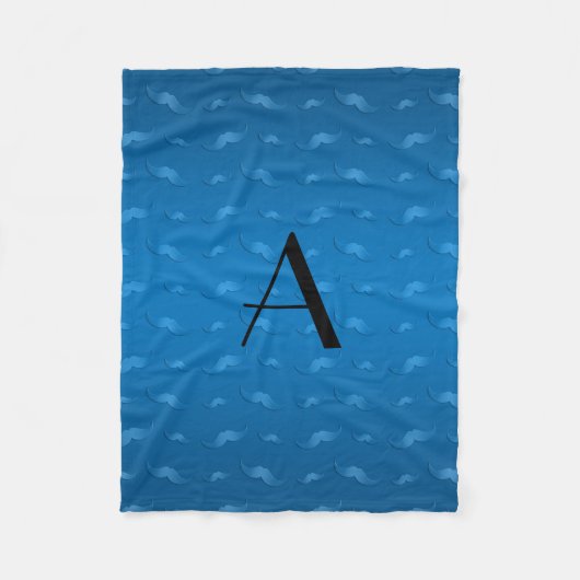 Monogramm glänzendes blaues Schnurrmuster Fleecedecke (Vorderseite)
