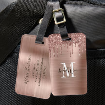Monogramm Glanzgold Glitter-Tropfen gebürstet Meta