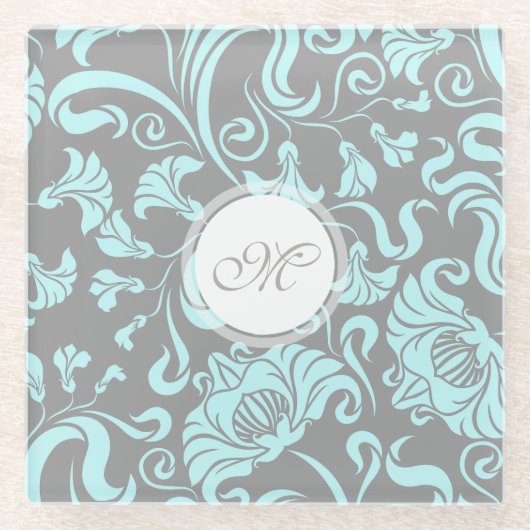 Monogramm-Glas C (Vintages Blumenmuster) Glasuntersetzer (Vorderseite)