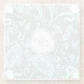 Monogramm-Glas C (Vintages Blumenmuster) Glasuntersetzer (Rückseite)