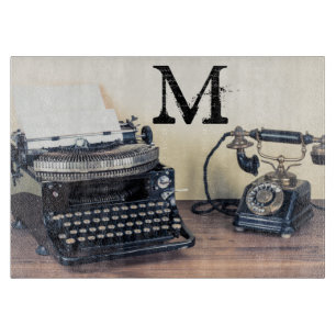 Monogramm-Glasschneideplatine für Vintage Typensch Schneidebrett