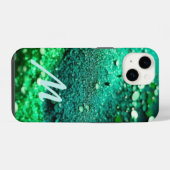 Monogramm Glitter Grün iPhone Hülle (Rückseite (Horizontal))
