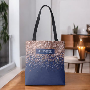 Monogramm Glitter Rouge Pink Roségold Navyblau Tasche