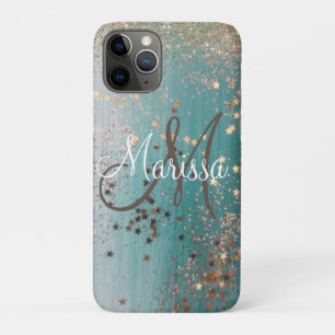 Monogramm-Glitterstäbe auf Aquamarinen Personalisi Case-Mate iPhone Hülle