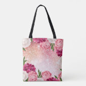 Monogramm Glitzer Blumenrosa Tasche (Rückseite)