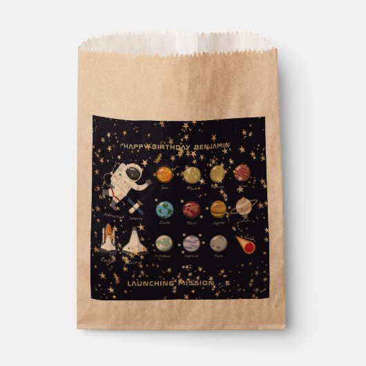 Monogramm-Glitzer des Sonnensystems Astronaut Cool Geschenktütchen (Vorderseite)