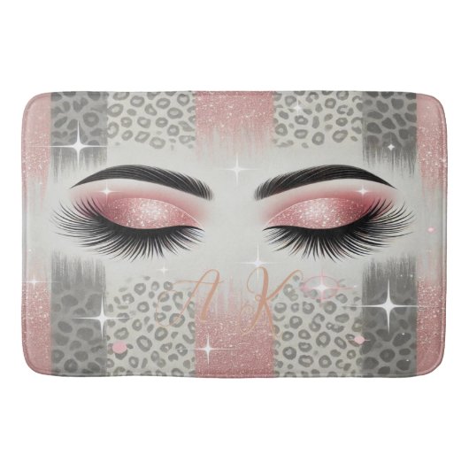 Monogramm Glitzer Eyelashes Badematte (Vorderseite)