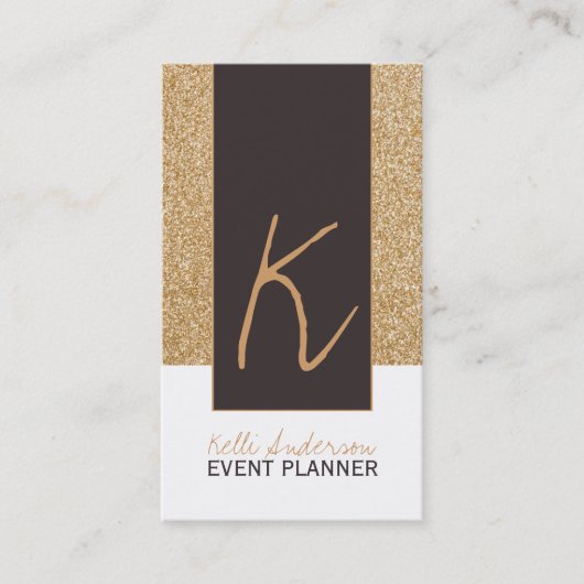 Monogramm-Glitzer-Geschäfts-Karten-Schablone Visitenkarte (Vorderseite)