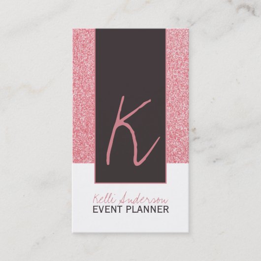 Monogramm-Glitzer-Geschäfts-Karten-Schablone Visitenkarte (Vorderseite)