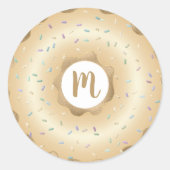 Monogramm Glitzer glänzende Donuts-Sprinklen Runder Aufkleber (Vorderseite)