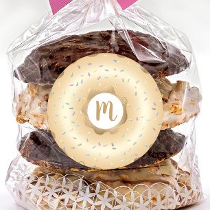 Monogramm Glitzer glänzende Donuts-Sprinklen Runder Aufkleber