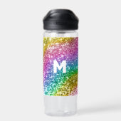 Monogramm Glitzer Personalisiert Rainbow Trinkflasche (Rückseite)