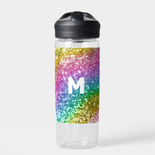 Monogramm Glitzer Personalisiert Rainbow Trinkflasche