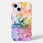 Monogramm Glitzer Regenbogen Hintergrund Case-Mate iPhone Hülle (Rückseite)