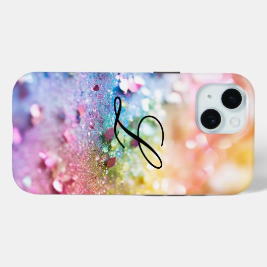 Monogramm Glitzer Regenbogen Hintergrund Case-Mate iPhone Hülle (Rückseite (Horizontal))