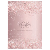 Monogramm-Glitzer-Rosa-Schrift Klemmbrett (Rückseite)