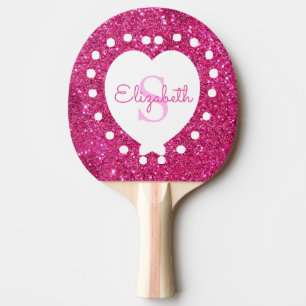 Monogramm Glitzer Weißes Herz hinzufügen Tischtennis Schläger