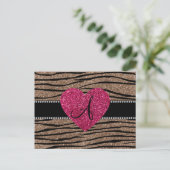 Monogramm Glitzer Zebrastreifen Postkarte (Stehend Vorderseite)