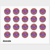 Monogramm Glitzer Zickzack rosa Lila orange Aquama Runder Aufkleber (Blatt)