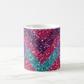 Monogramm-Glitzer-Zickzack rosa lila orange Kaffeetasse (Mittel)