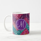 Monogramm-Glitzer-Zickzack rosa lila orange Kaffeetasse (Links)