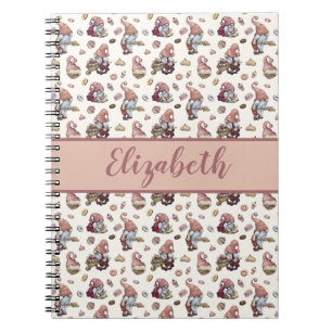 Monogramm-Gnome backen Cupcakes Donuts Pink Schrif Notizblock