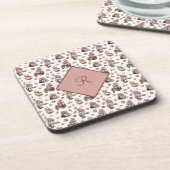 Monogramm Gnomen Backen, Kuchen, Donuts, Niedlich Getränkeuntersetzer (Linke Seite)