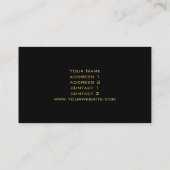 Monogramm Gold auf schwarzem Marmor Visitenkarte (Rückseite)