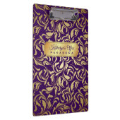 Monogramm-Gold blühen königliches lila Luxe Klemmbrett (Rechts)