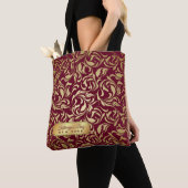 Monogramm-Gold blühen Luxe Nummernschild Tasche (Von Nahem)